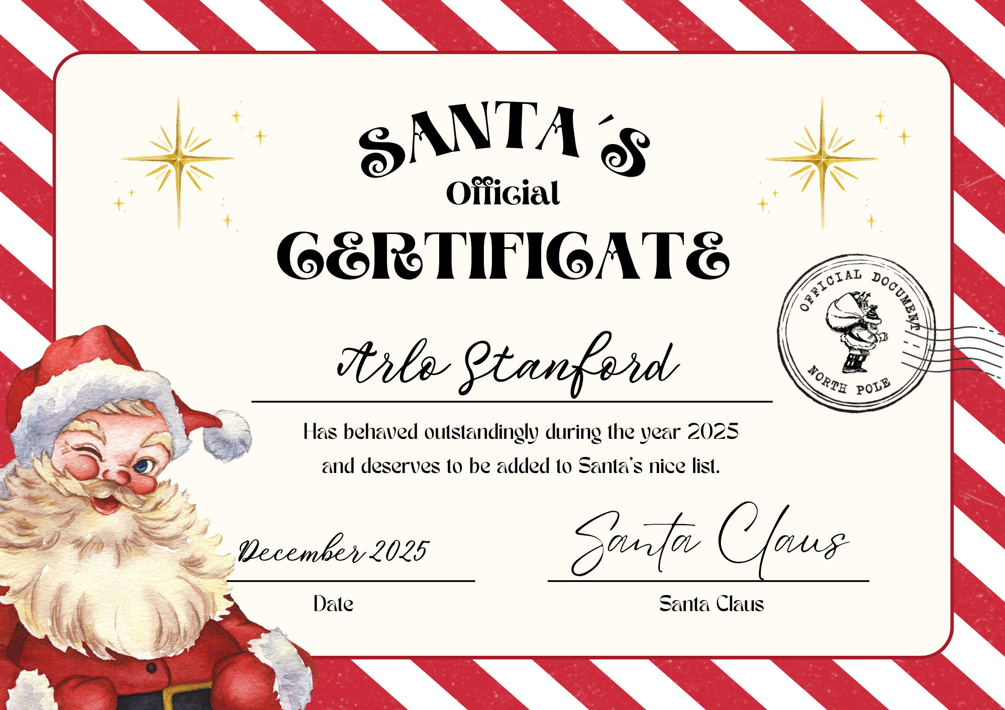 Santa's Nice List Certificate