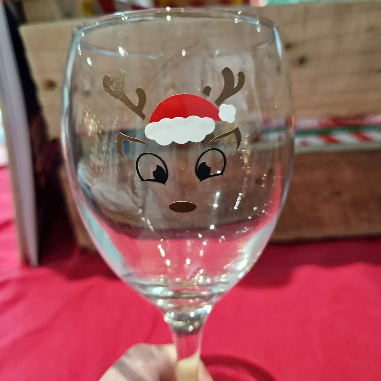 Reindeer Style Vinyl Covered Wine Glass – Festive Christmas Drinkware