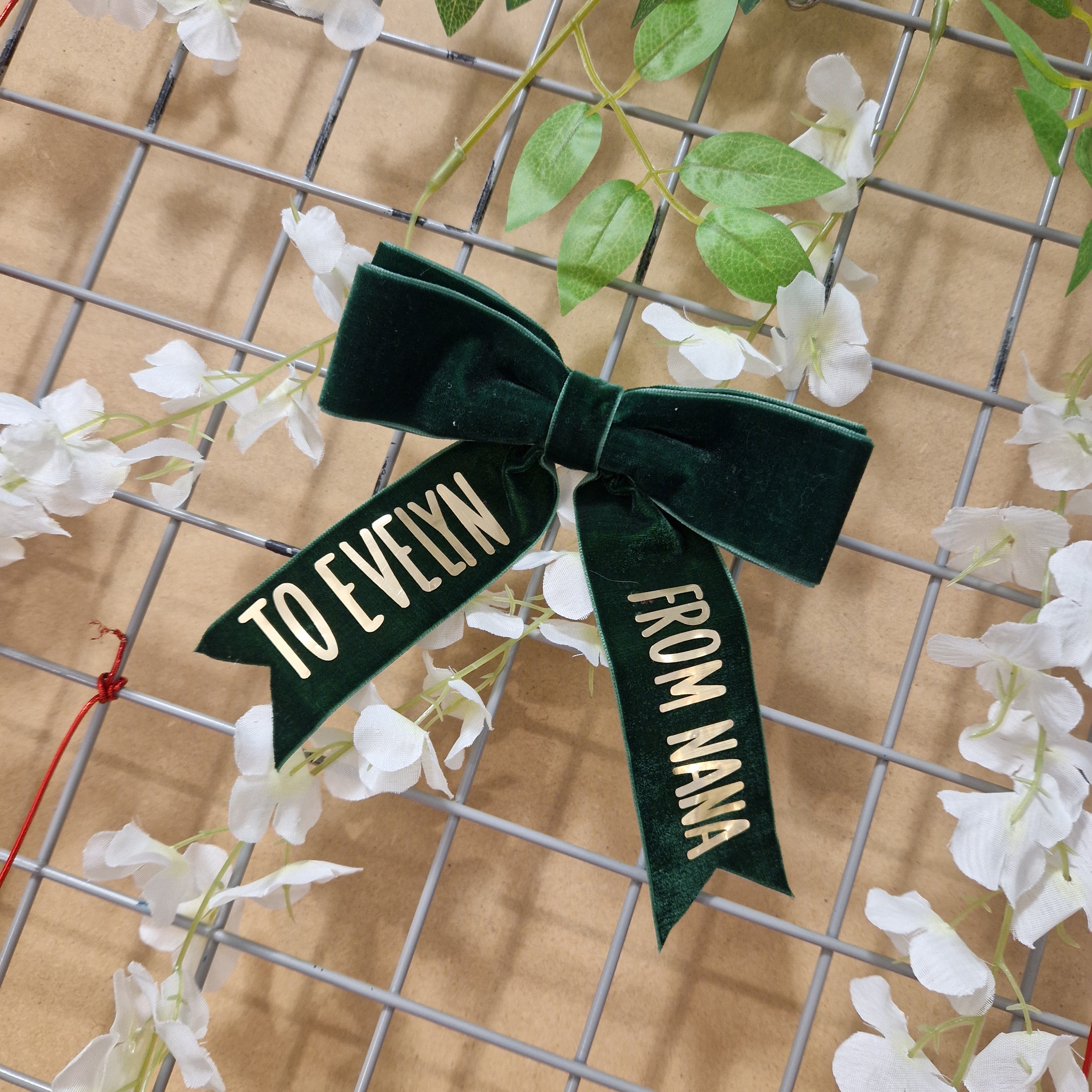 Personalised Velvet festive gift bow