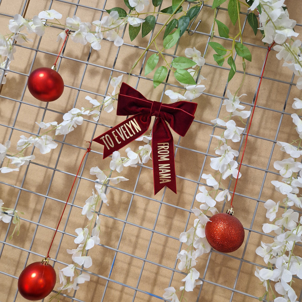 Personalised Velvet festive gift bow