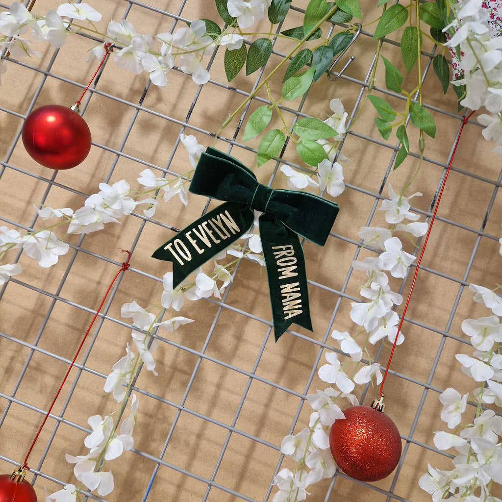 Personalised Velvet festive gift bow