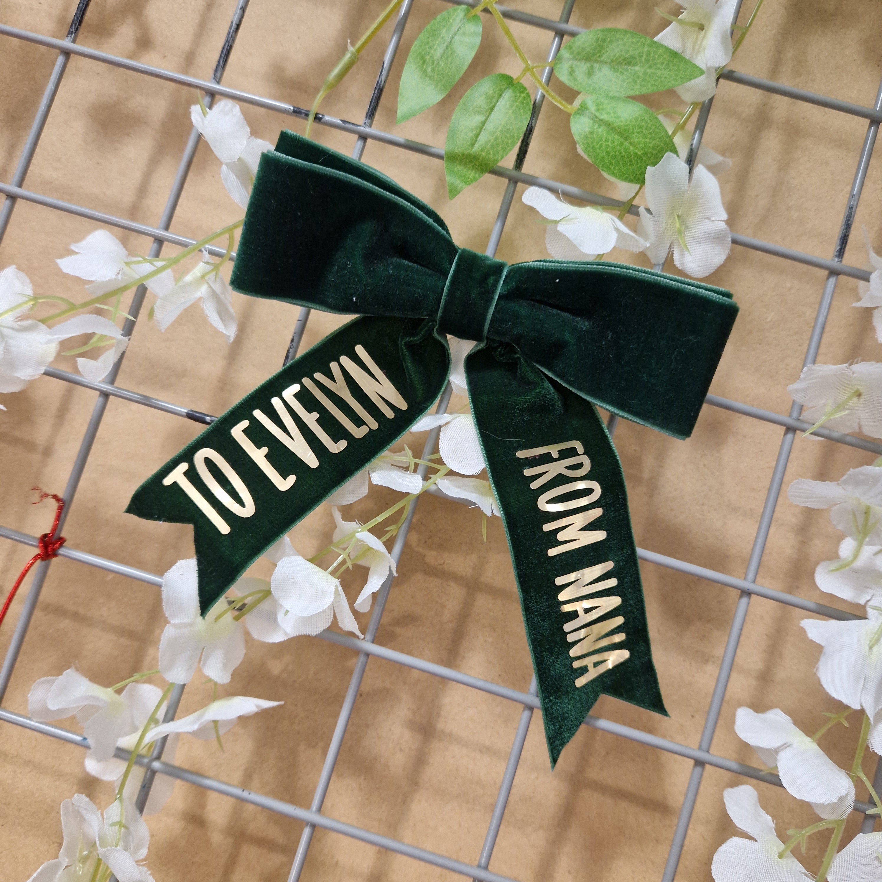 Personalised Velvet festive gift bow
