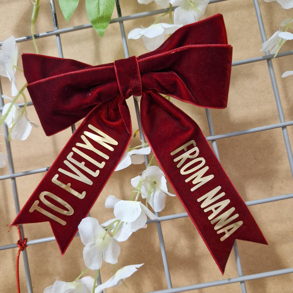 Personalised Velvet festive gift bow