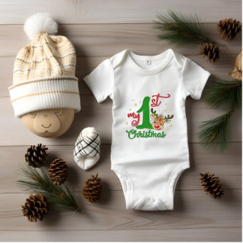 My First Christmas Baby Vest reindeer