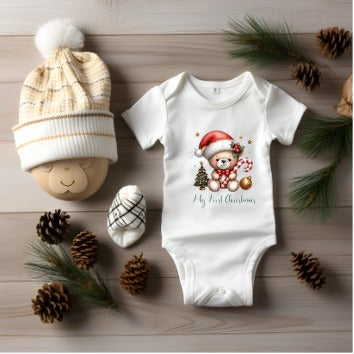 My First Christmas Baby Vest teddy